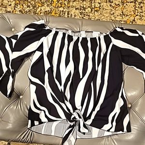 Off shoulder zebra print top